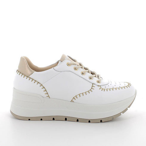 Igi&Co 7661422 Womens Lace Shoe with wedge in leather for ladies white-gold